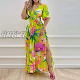 Hnewly African Dresses For Women Summer Bohemia Beach Party Maxi Dress Ladies Sexy V-Neck Wear